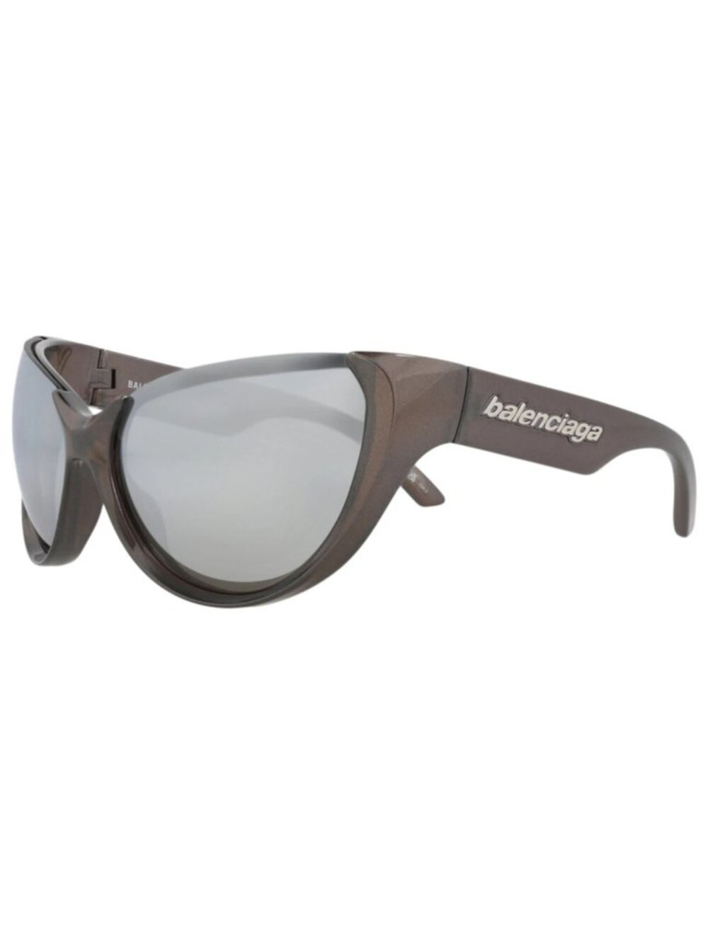 New Balenciaga Women's Sunglasses Cat Eye Bio Injection Rilsan Frame Silver